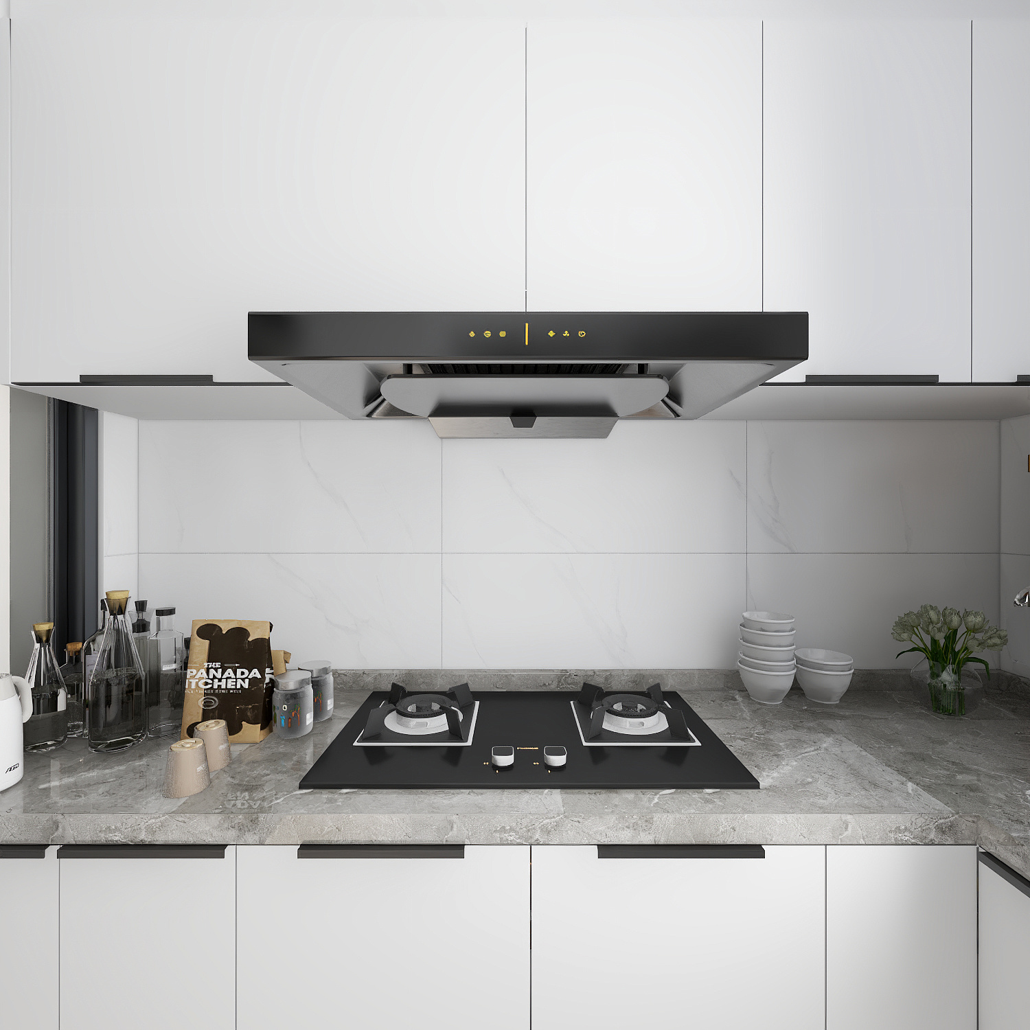 pared de azulejos de cocina moderna